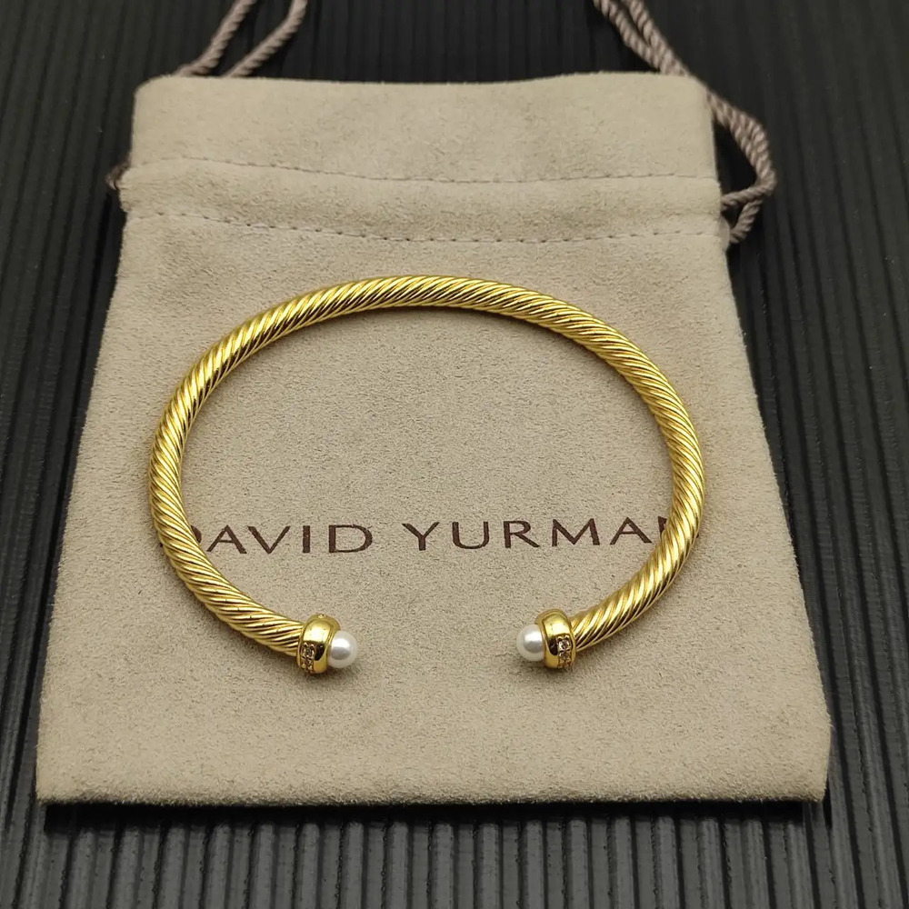 David Yurman Gold 4mm Pearl with Diamond bracelet